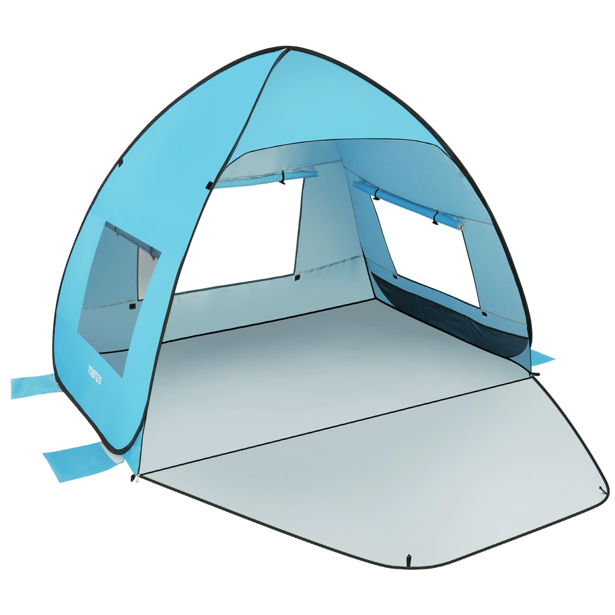 TOBTOS UPF 50+ Easy Pop Up Beach Tent 3-4 Person Sun Shelter Instant Automatic Beach Shade, Portable Sunshade with Extendable Fl
