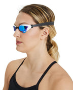 Arena Unisex Cobra Core Swipe Anti-Fog Racing Swim Goggles For Men And Women Polycarbonate Mirror Lens, Silver/Black