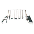 Xdp Recreation Crestview Outdoor Play Kids Metal Backyard Playset Swing Set With 2 Swings, Slide, Stand N Swing, Fun Glider, And