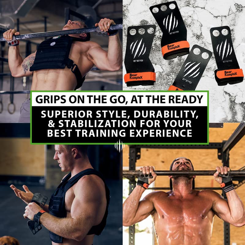 Bear Komplex 2 And 3 Hole Carbon Hand Grips For Crossfit Workouts, Pull-Ups, Weightlifting, Wod Gymnastics, Crosstraining Palm G