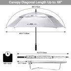 G4Free Extra Large Golf Umbrella Sun Protection Double Canopy Vented Square Uv Umbrella Windproof Automatic Open 68 Inch Oversiz