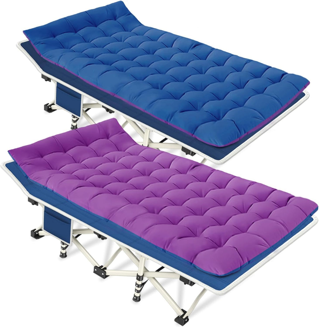 Colmerd Camping Cot With Comfortable Mattress Violet And Cerulean Cots For Sleeping Heavy Duty Camping Bed 2 Person Folding Cot