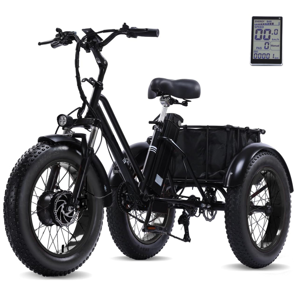 Kakigo Electric Tricycle For Adults, Peak 750W, Electric Trike, 20 X4.0 Fat Tire 3 Wheel Electric Trike, Max 20Mph,With Large Ba