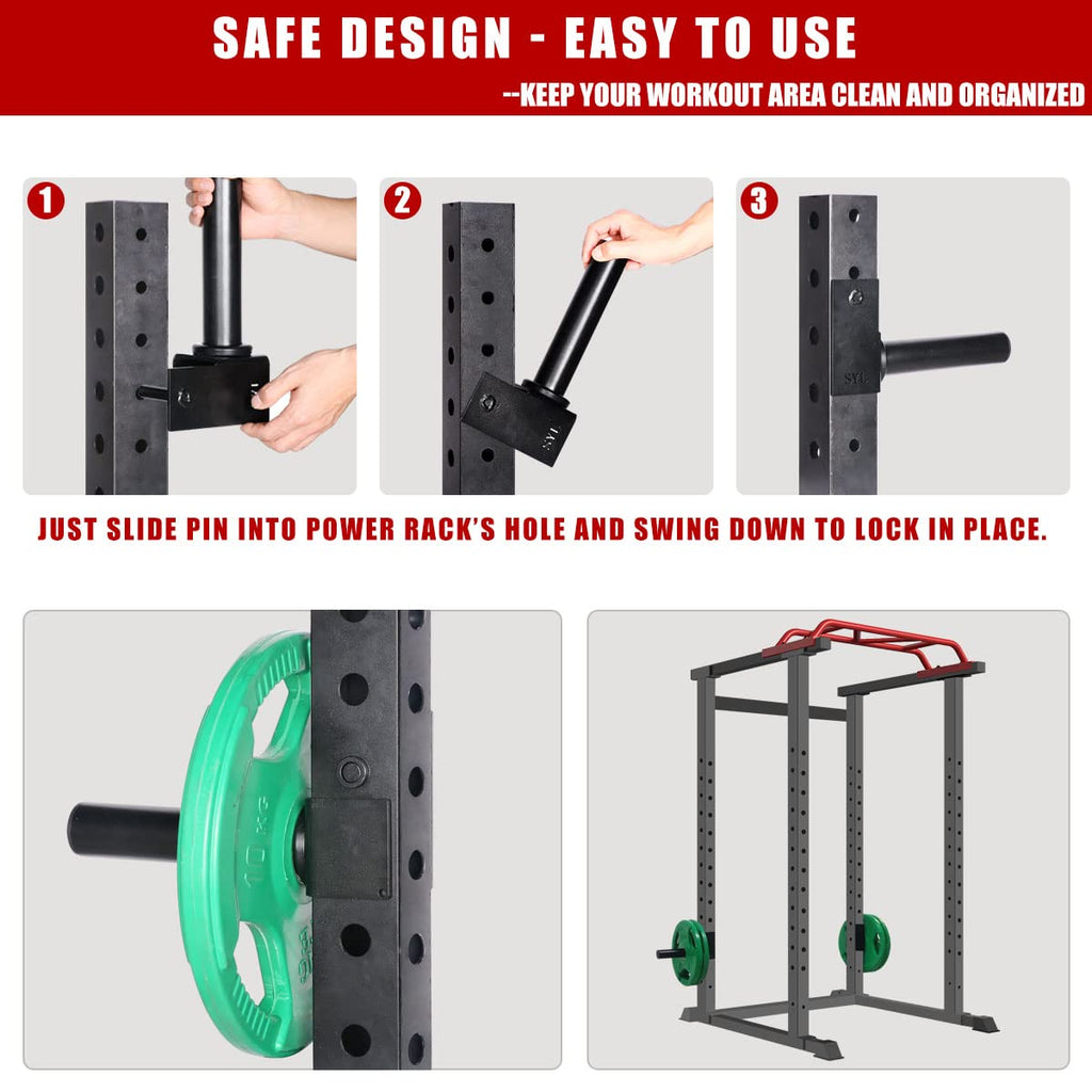 Syl Fitness Olympic Weight Plates Holder Power Rack Attachment Weights Storage Rack, Fit 3X3'' Rack (5/8'' & 1'' Hole)
