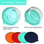 Sophico 2 Cup Round Silicone Storage Cover Lids Replacement For Anchor Hocking And Pyrex 7200-Pc Glass Bowls (Container Not Incl