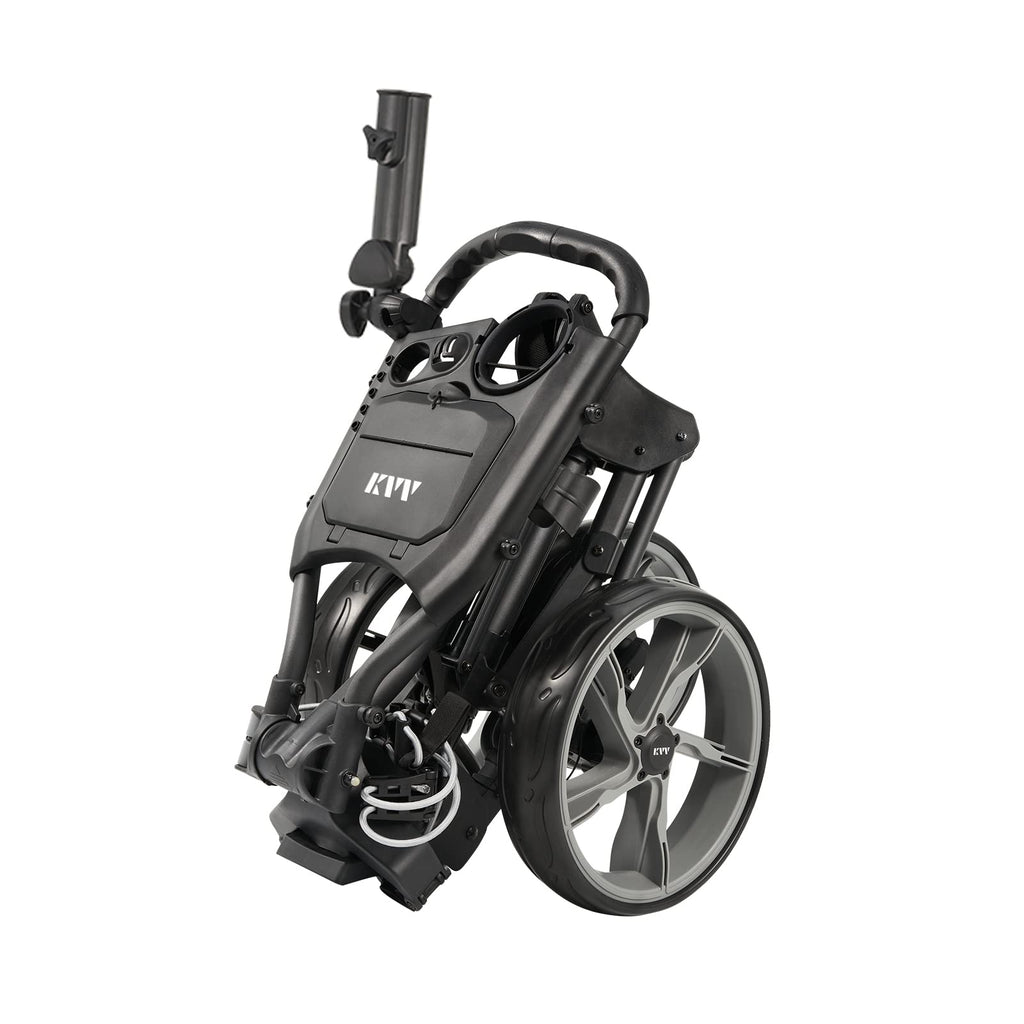 Kvv 3 Wheel Foldable/Collapsible Golf Push Cart Ultra Lightweight Smallest Folding Size, New-Version Scorecard Holder Umbrella H