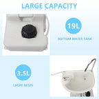 Outvita Portable Camping Sink W/ 19L Water Tank Rolling Wheels Towel Holder Soap Dispenser Faucet, Outdoor Foot Pump Washing Sta