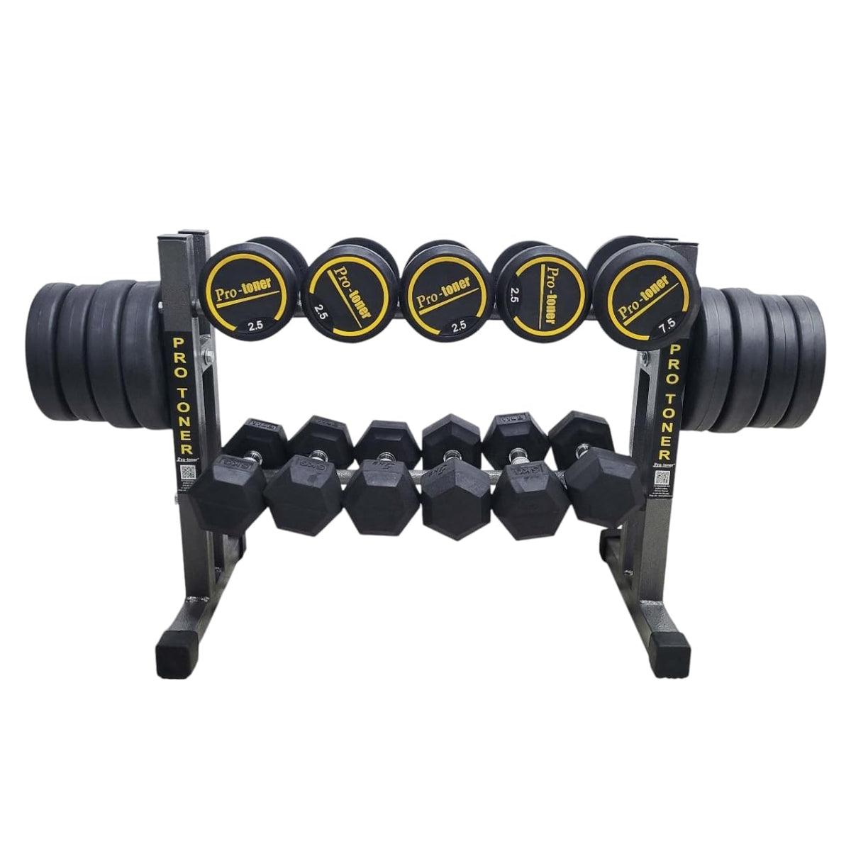 Protoner Weight Storage Rack, 2Tier Dumbbell Stand For Home Gym, Grey