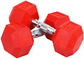 Fitvids Colored Rubber Encased Hex Dumbbell, 30Lb Pair