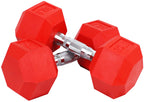 Fitvids Colored Rubber Encased Hex Dumbbell, 30Lb Pair