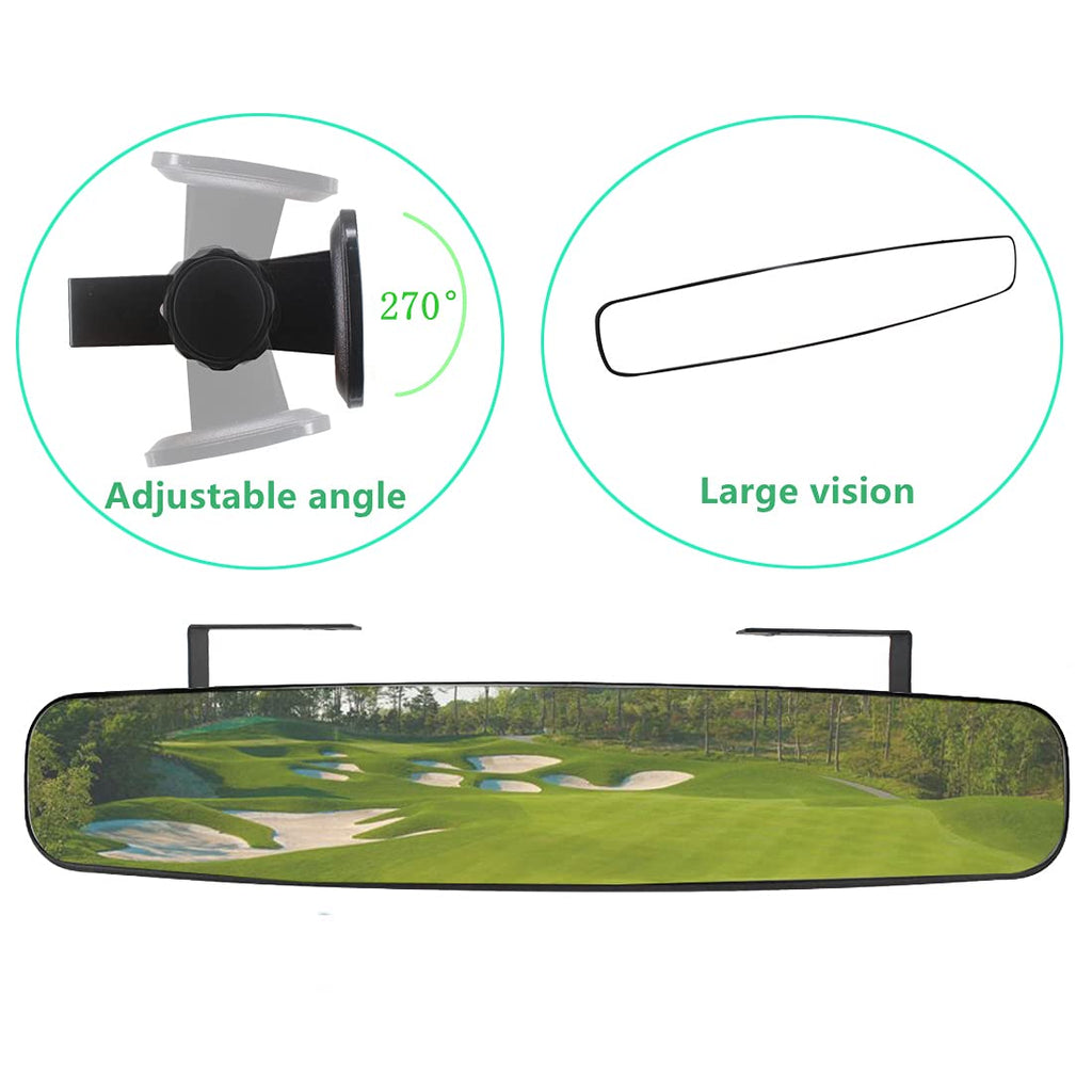 Hkoo Golf Cart Rear View Mirror,16.5'' Extra Wide 180 Degree Panoramic Rear View Mirror Fit For Golf Cart Ezgo Club Car Yamaha (