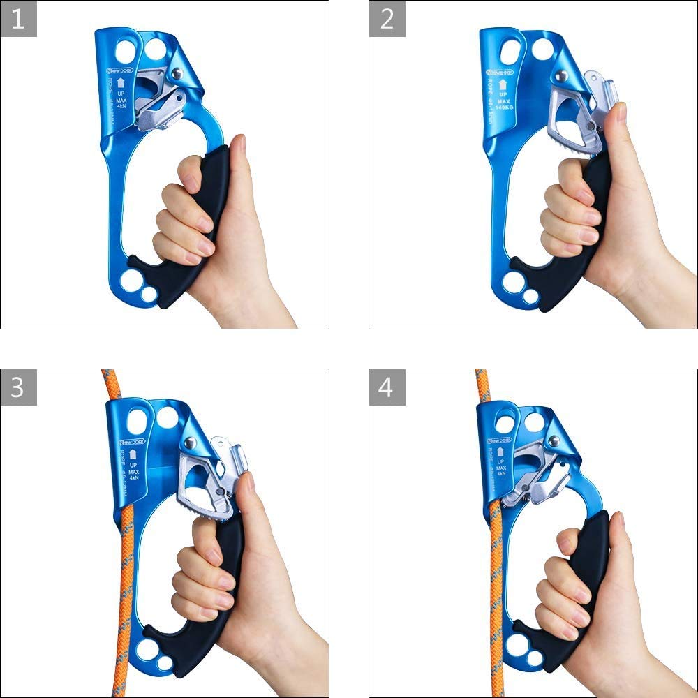 Newdoar Hand Ascender & Foot Ascender & Foot Loop Set For Tree Arborist Rappelling Gear Equipment Ce Certified Rope Clamp For 8~
