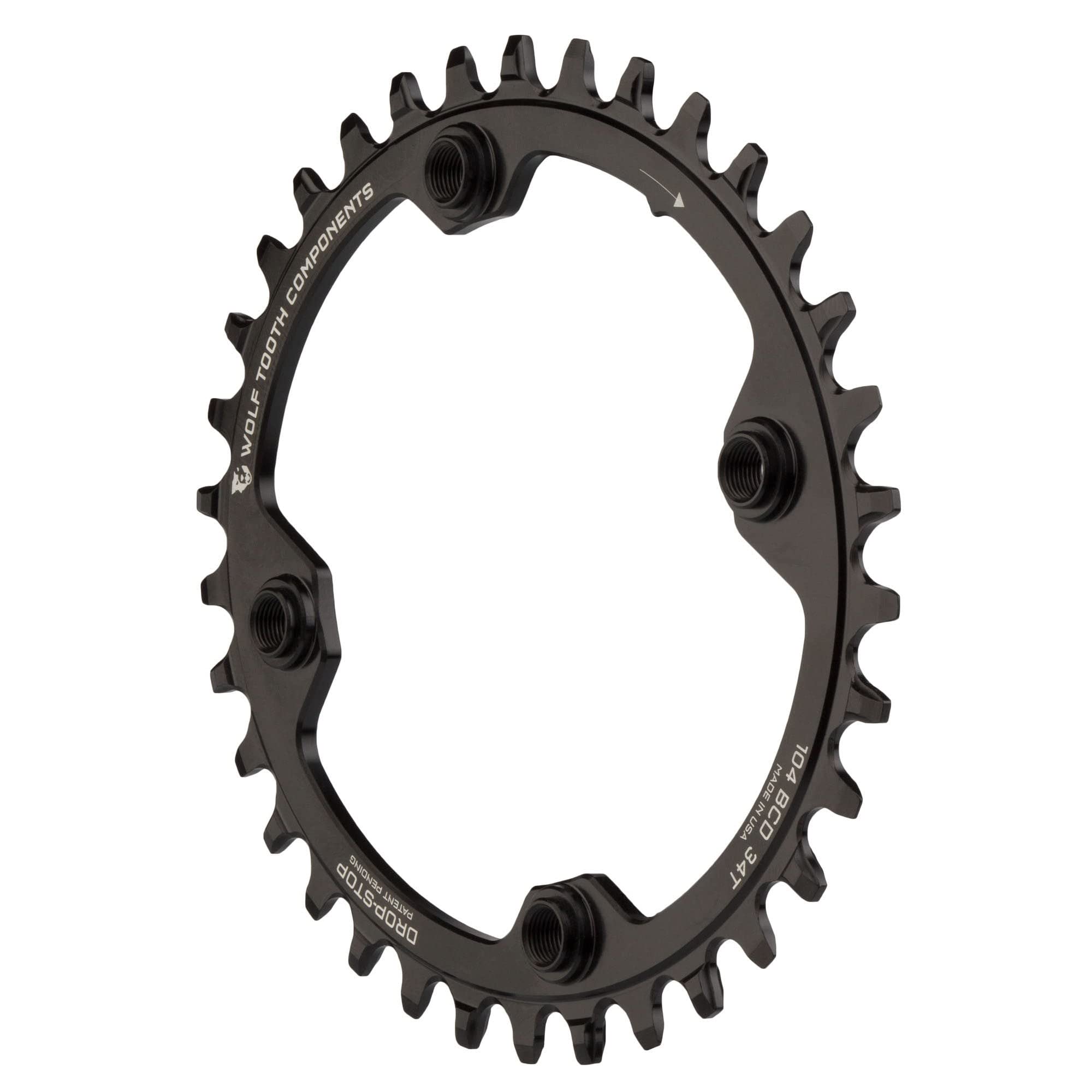 Wolf Tooth Elliptical Mountain Bike 104 Bcd Drop-Stop Oval Chainring (32 Tooth, Powertrac, Mtb)