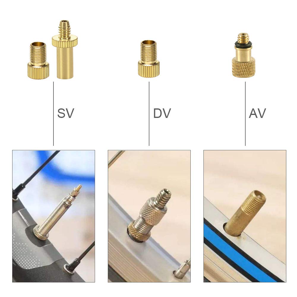 Yasi Bicycle Presta Schrader Valve Adaptor, 16Pcs Brass Bike Pump Adapters, Ball Pump Needle, Balloon Inflatable Toys Nozzle Inf