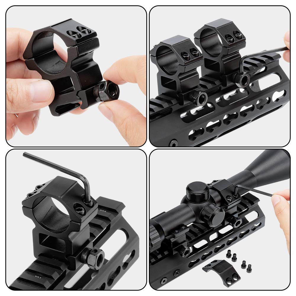 LONSEL 1 Picatinny Scope Rings, 2Pcs Medium Profile 1 Inch Scope Ring Mounts for Picatinny Rail