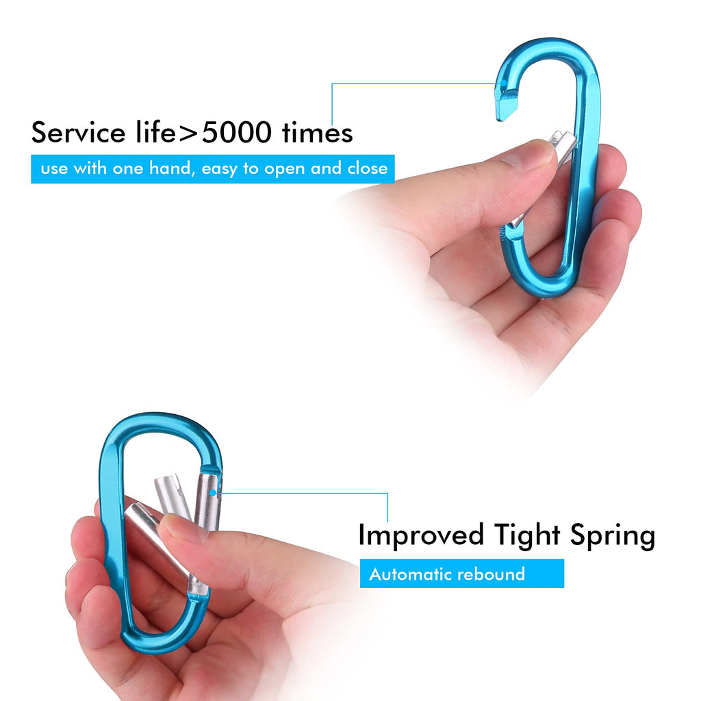 6Pcs Carabiner Caribeaner Clip,3'' Large Aluminum D Ring Shape Carabeaner Keychain Hook