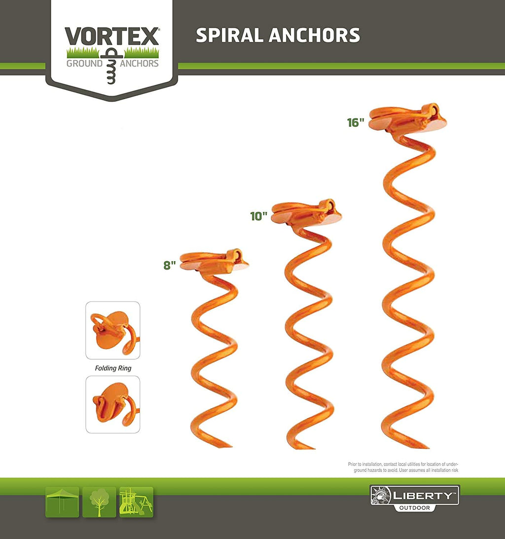 Liberty Outdoor Ancfr10-Org-A Folding Ring Spiral Ground Anchor, Orange, 10-Inch, Single