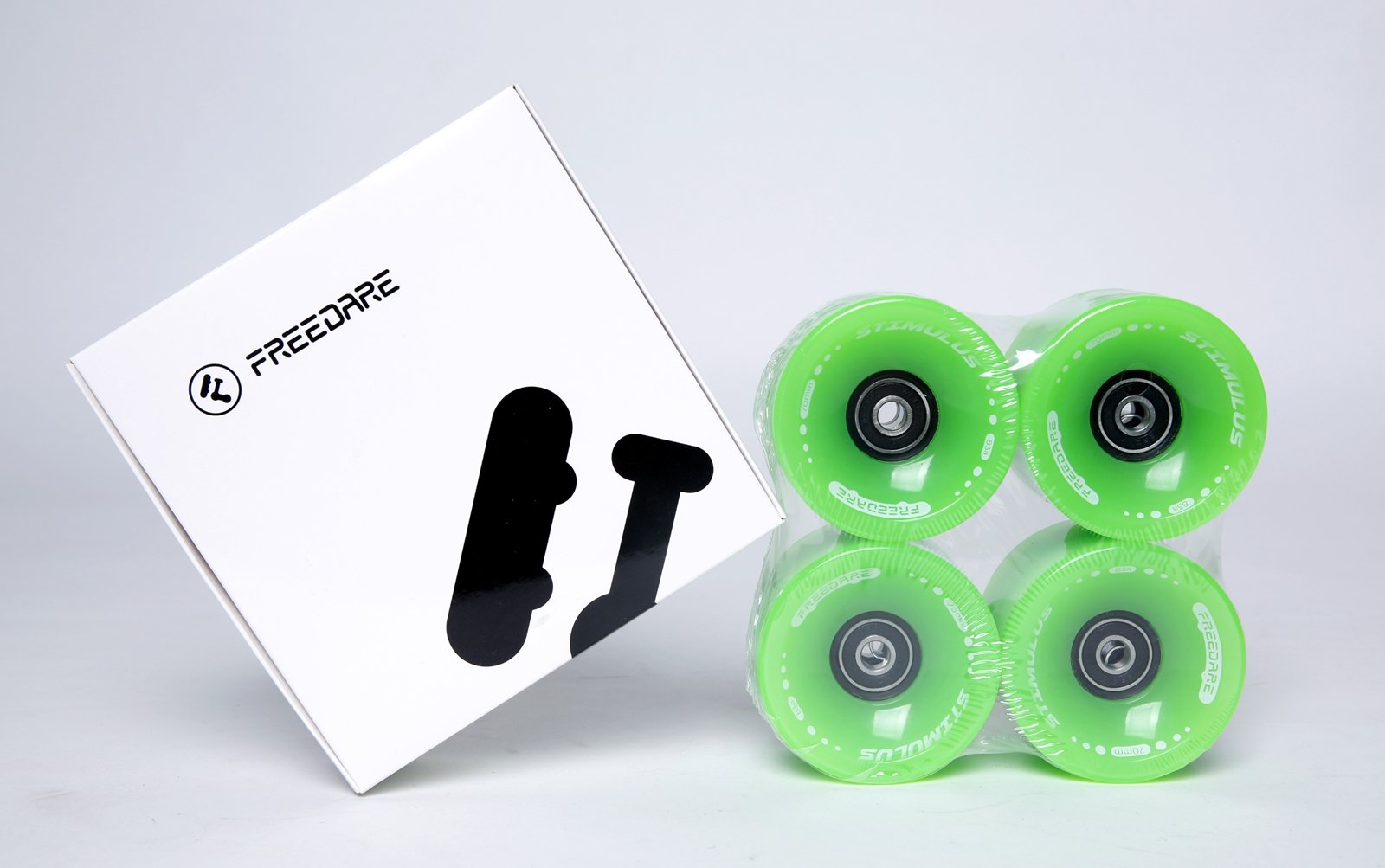 Freedare 70Mm Longboard Wheels With Abec-7 Bearings And Spacers(Green,Set Of 4)