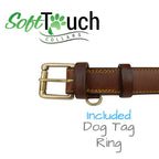 Soft Touch Collars Padded Leather Dog Collar, Brown Medium, Genuine Real Leather, Great For Male Or Female Dogs, 20'' Inches Lon