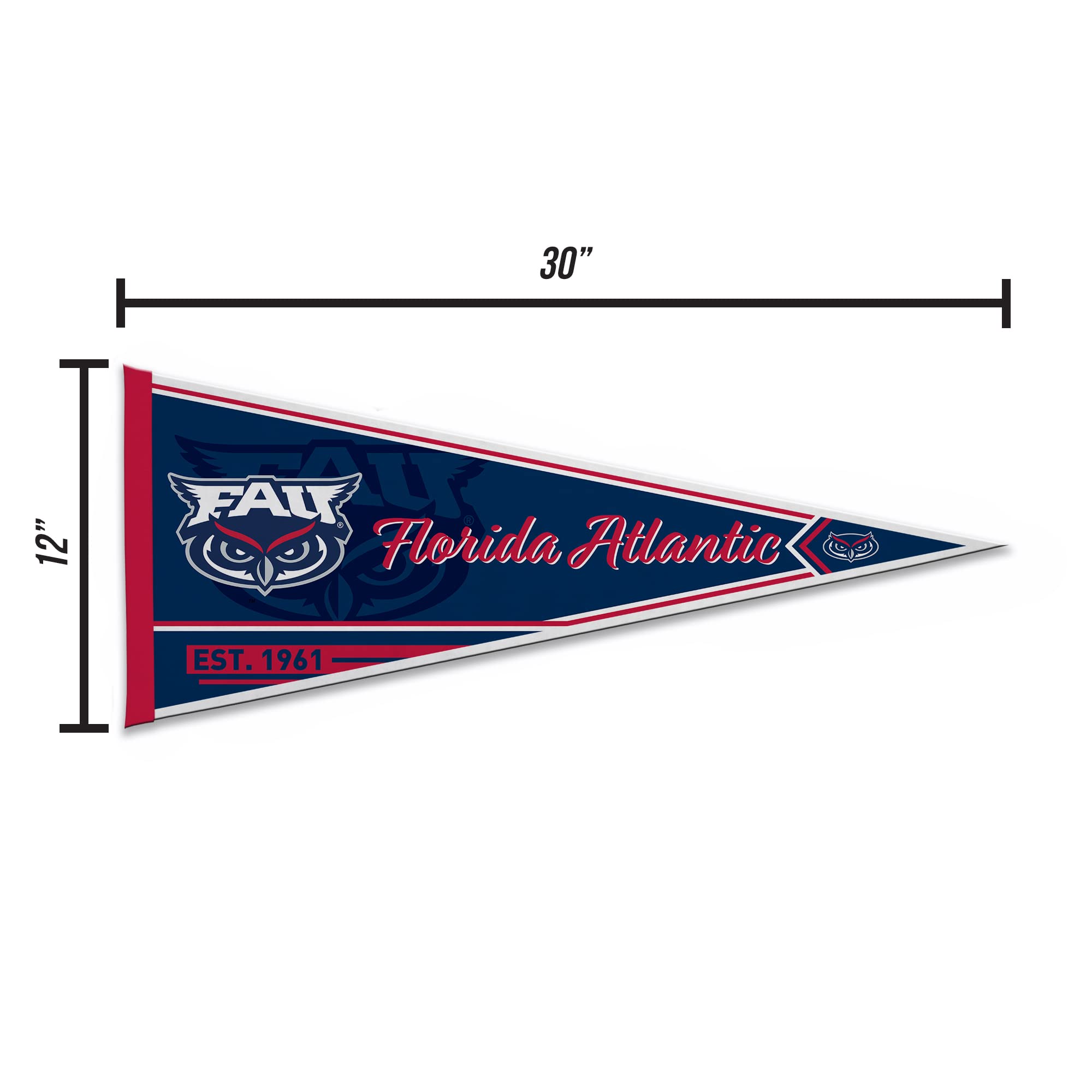 Rico Industries Ncaa Florida Atlantic Owls Classic 12'' X 30'' Felt Wall D  Cor Pennant - Great For Home/Bed Room/Man Cave D  Co