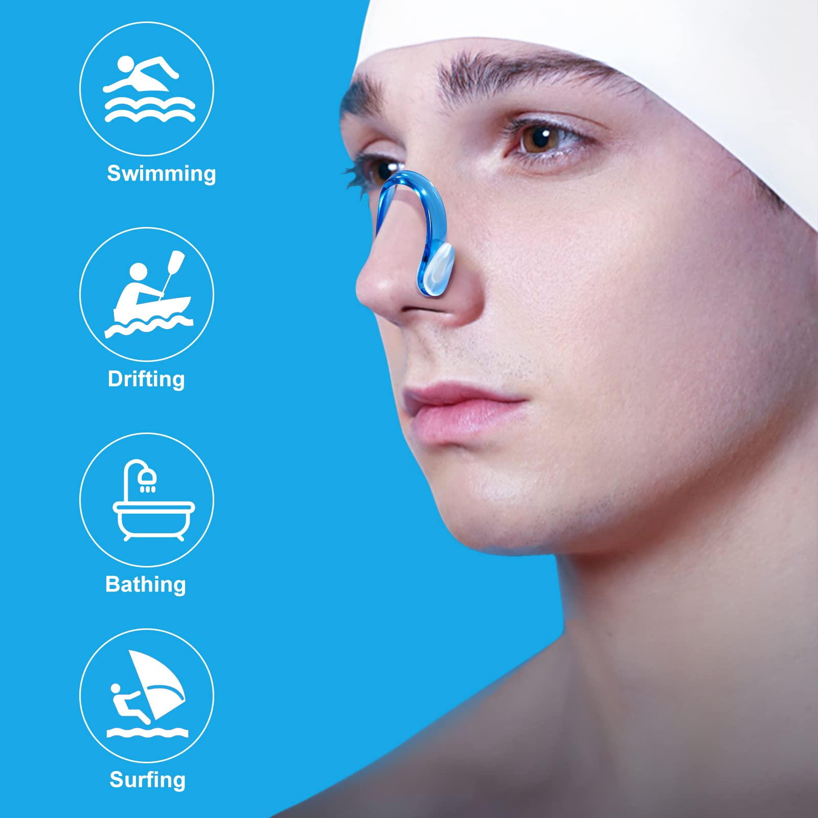 Hurdilen Swimming Nose Clip, Swim Nose Clip With Waterproof Silica Gel For Kids (Age 7+) And Adults,14 Packs,Multi-Color (Pure C