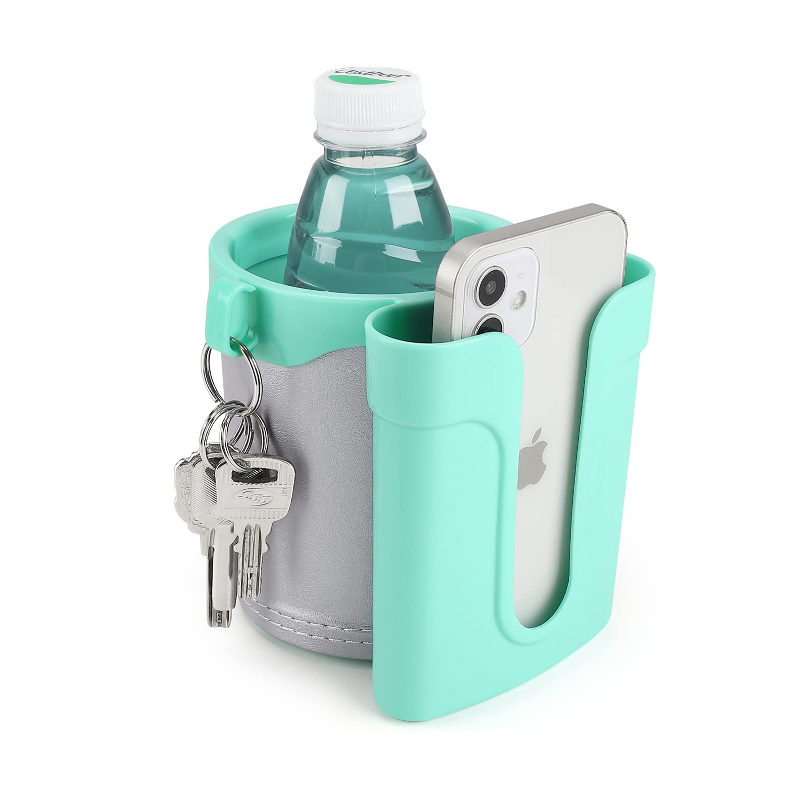 Accmor 3-in-1 Bike Cup Holder with Cell Phone Keys Holder, Bike Water Bottle Holders, Universal Bar Drink Cup Can Holder for Bic