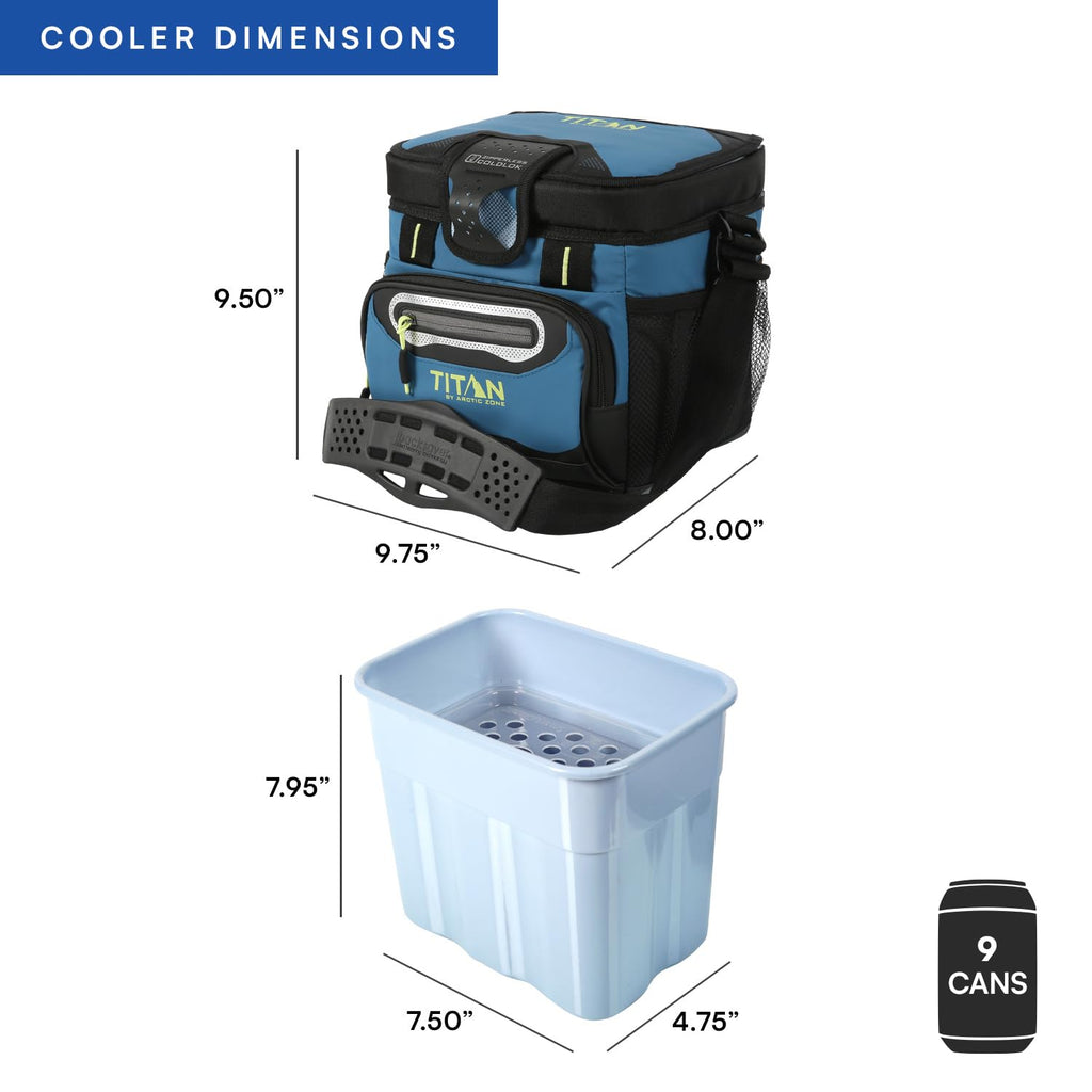 Titan by Arctic Zone 9 Can Zipperless Soft Cooler with HardBody Liner, Marine Blue