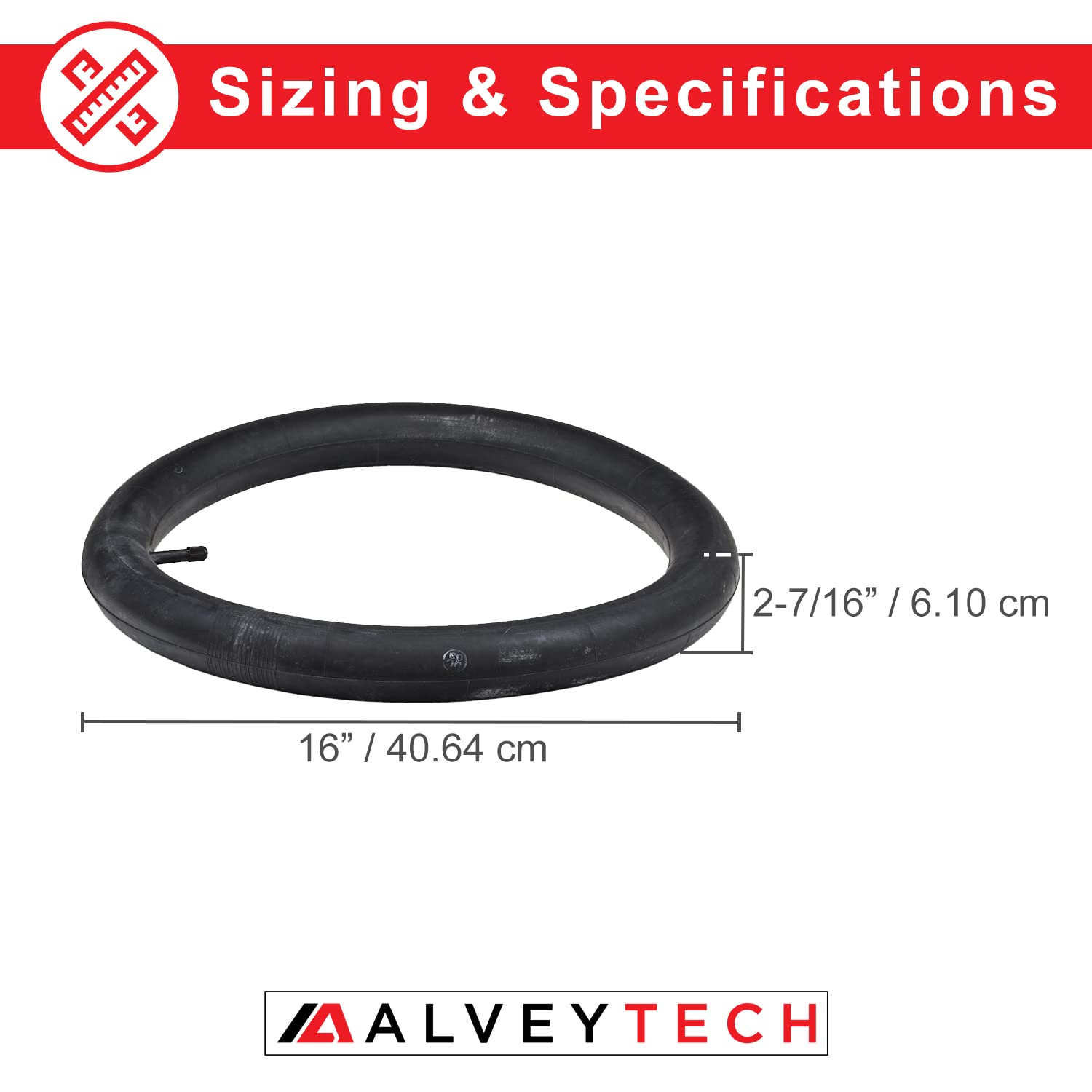 Alveytech 16X2.4 Inner Tube With Straight Valve Stem - Replacement Tubes For The Razor Mx500 And Mx650 Dirt Rocket Mini Bike, El