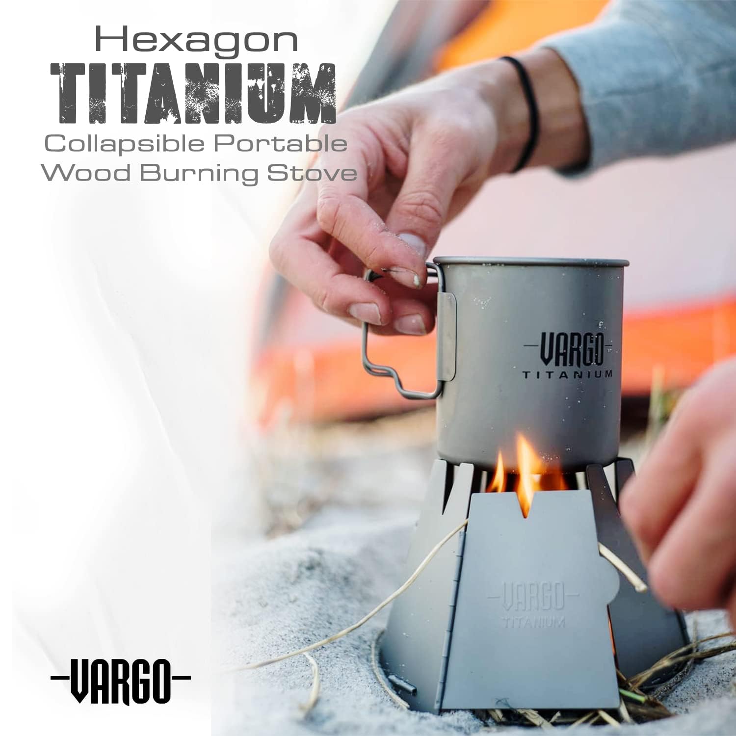 Vargo Titanium Hexagon Wood Stove  Collapsible Portable Wood Burning Stove  Ultra Lightweight Compact Wood Stove For Backpackers