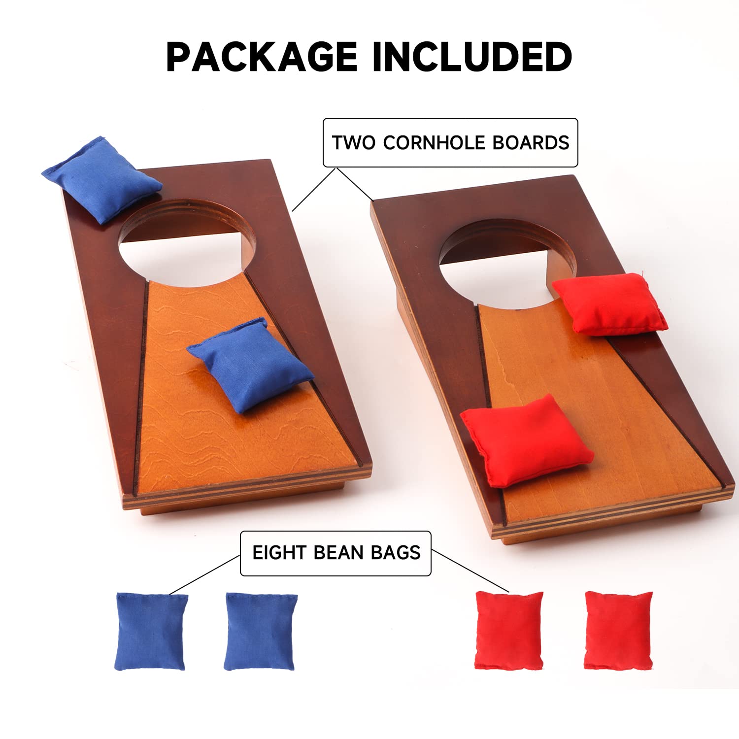 Gse Mini 10''X5'' Tabletop Cornhole Toss Game Set With 8 Bean Bags, Wooden Desktop Cornhole Game Set For Travel, Office Desk. Mi