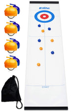 Elite Sportz Equipment Curling Game - Tabletop Games For Adults, Kids & Families - 4 Ft X 1 Ft Mat For Indoor Fun W/Bonus Travel