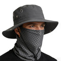 Gustave Uv Sun Protection Hat With 2 In 1 Face Cover Neck Gaiter, Wide Brim Bucket Hat With Ice Silk Nylon Breathable Mesh Mask,