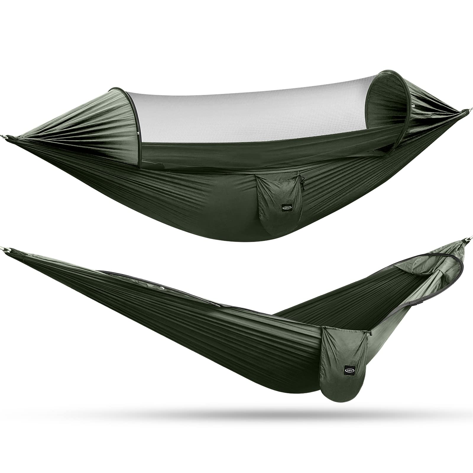G4Free Large Camping Hammock With Mosquito Net 2 Person Pop-Up Parachute Lightweight Hanging Hammocks Tree Straps Swing Bed For