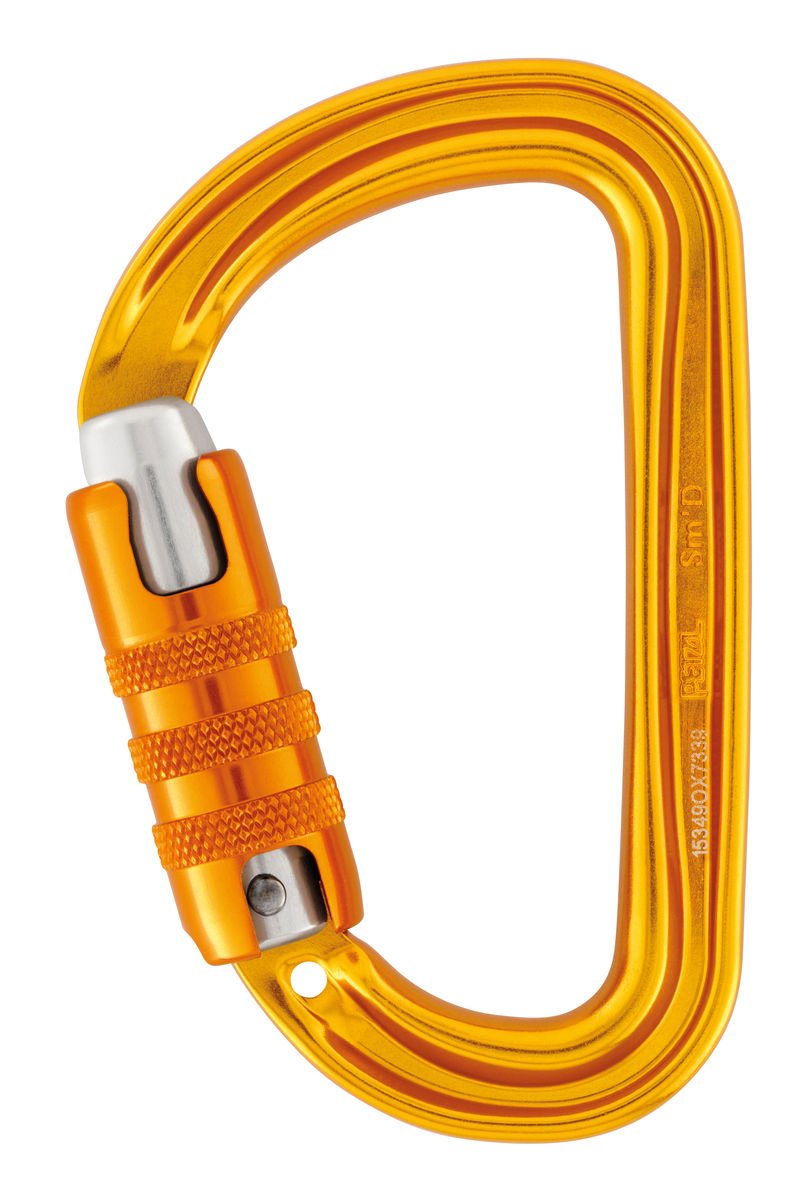 Petzl SMD Carabiner - Versatile, Lightweight, Compact, D-Shaped Locking Carabiner for Rock and Ice Climbing - TRIACT-Lock - Yel