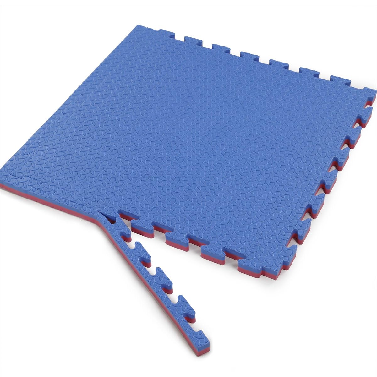 Xspec 1 Extra Thick 48 Sq Ft Reversible Eva Gym Foam Floor Mat Tiles (24 X 24), Steel Pattern, 12 Pcs, Blue  Red