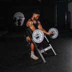Titan Fitness Seated Preacher Curl Bench, Max Load 250 Lb, Bicep Curl Support Training, Isolated Barbell Dumbell Ez Curl Special