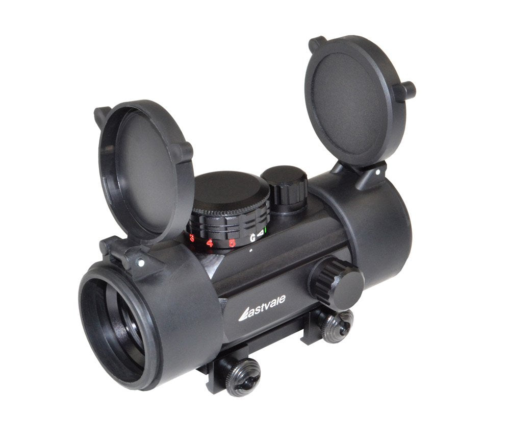 Eastvale (RD30 Red/Green Dot Sight with Picatinny Mount & Flip-Up Lens Covers Plus Batteries, 30mm, Black