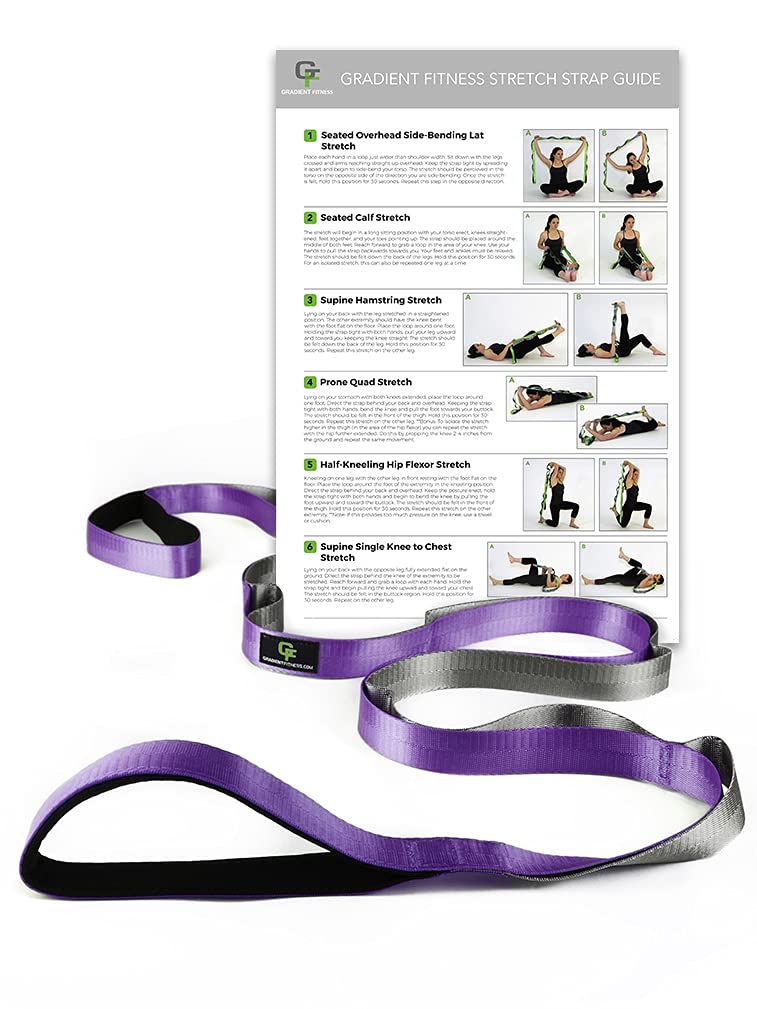 Gradient Fitness Stretching Strap For Physical Therapy, 12 Multi-Loop Stretch Strap 1'' W X 8' L, Neoprene Handles, Physical The