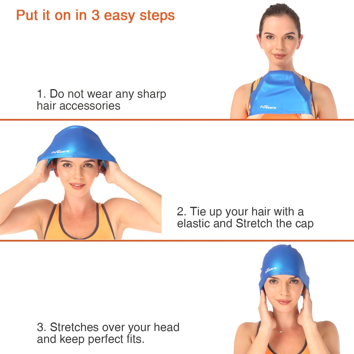 Swim Cap, Firesara Original Updated Swimming Cap 3D Ergonomic Design Comfortable Durable Ear Protection For Women Kids Adults Me