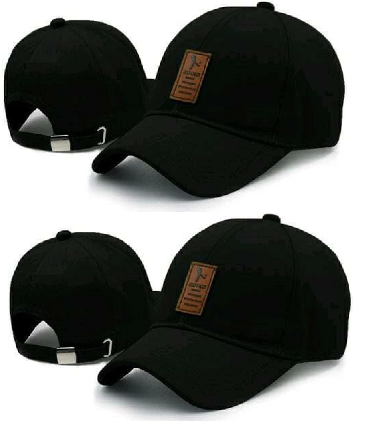 Selloria Stylish Cotton Baseball Adjustable Cap For Men/Women (Cap Combo 2), Black, Free Size