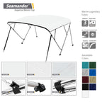 Seamander 3 Bow Marine Grade Polyester Boat Bimini Top, 600D Solution-Dyed Canvas, 4 Adjustable Nylon Straps, 2 Rear Support Pol