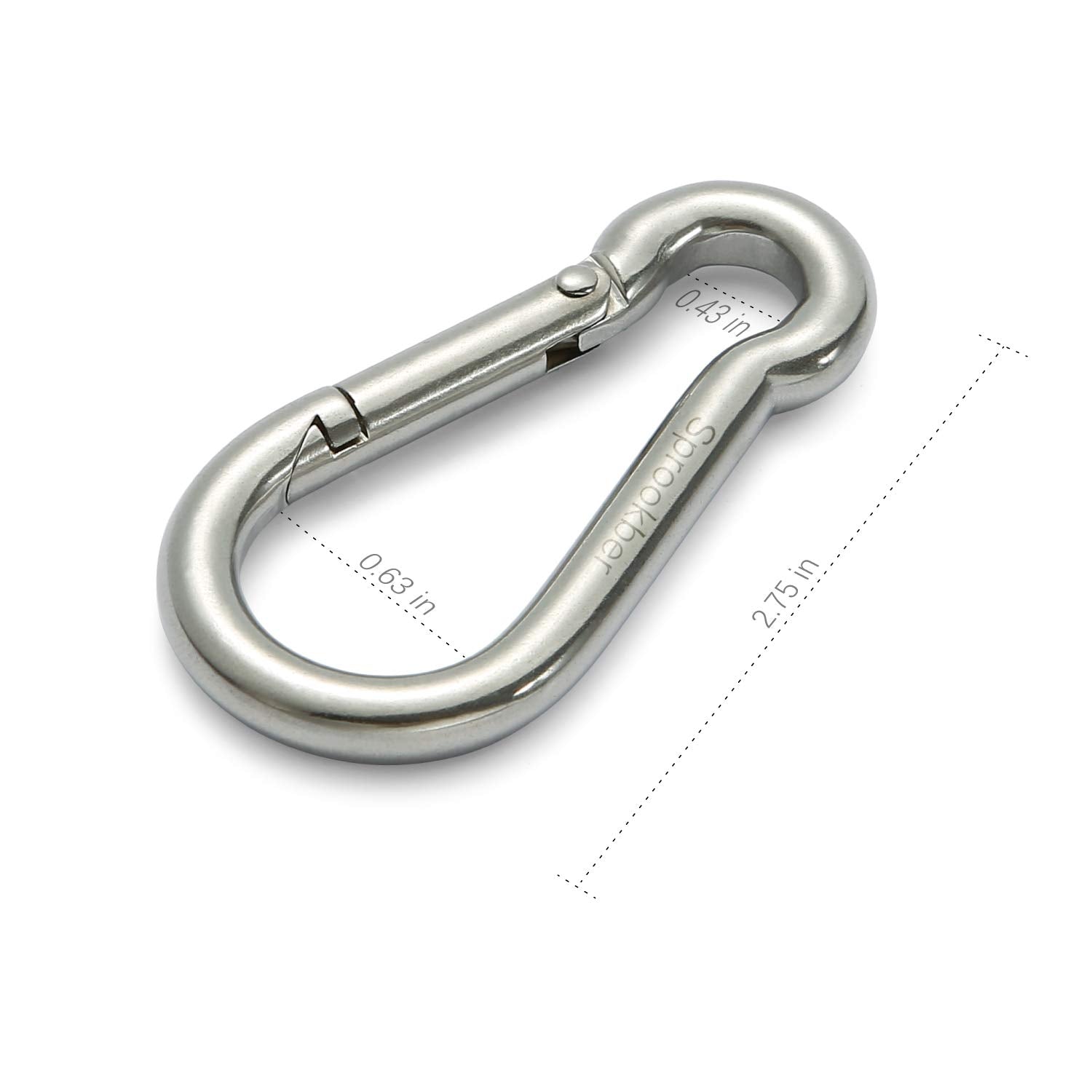 Sprookber Stainless Steel Spring Snap Hook Carabiner - 304 Stainless Steel Caribeener Clips, Set Of 6