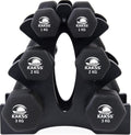 Kakss Cast Iron Vinyl Coated Dumbbells (STAND WITH DUMBBELLS(1kg+2kg+3kg) COLOR BLACK)