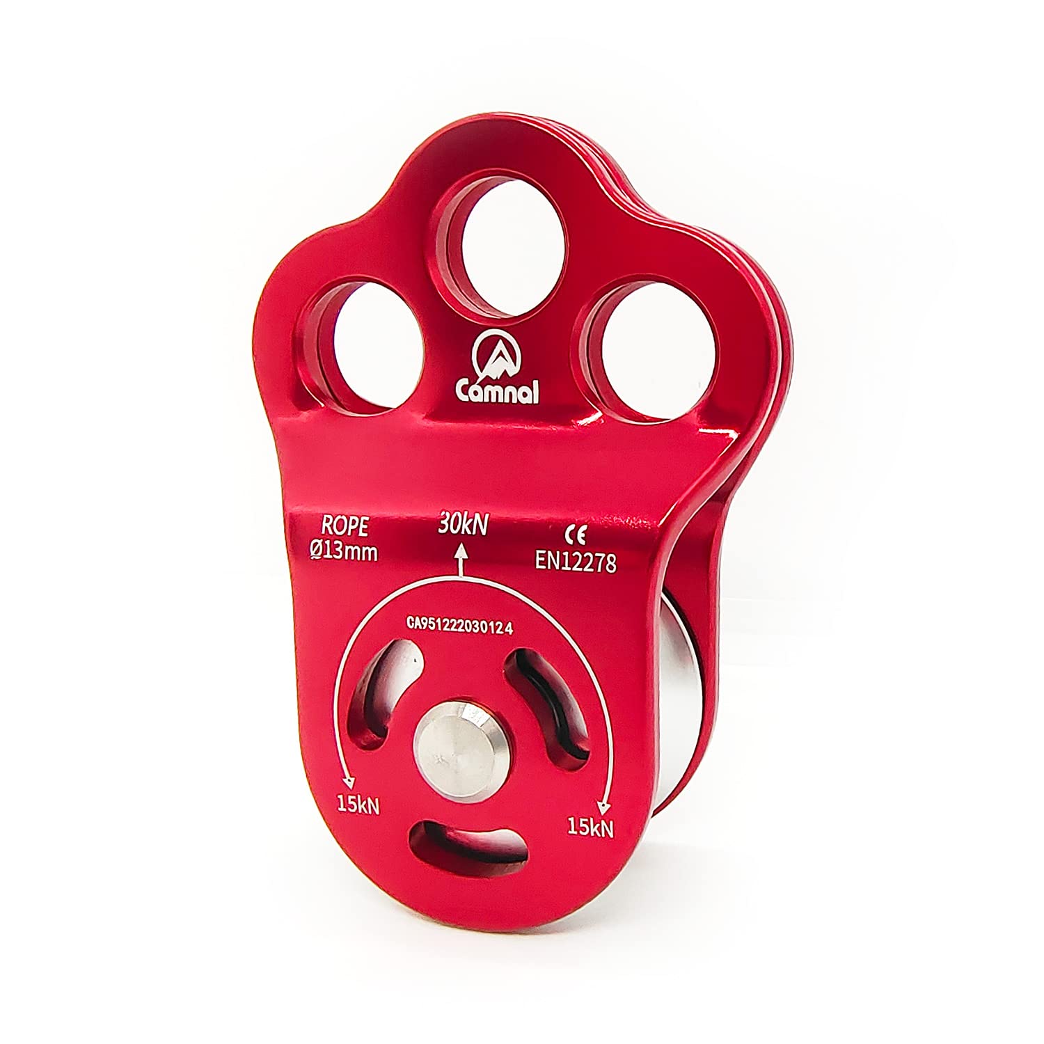 EMMRAGNO 30KN Climbing Single Pulley Climbing Three Hole Hitch Pulley Climbing Bearing Pulley, Hauling Pulley for Rock Climbing,