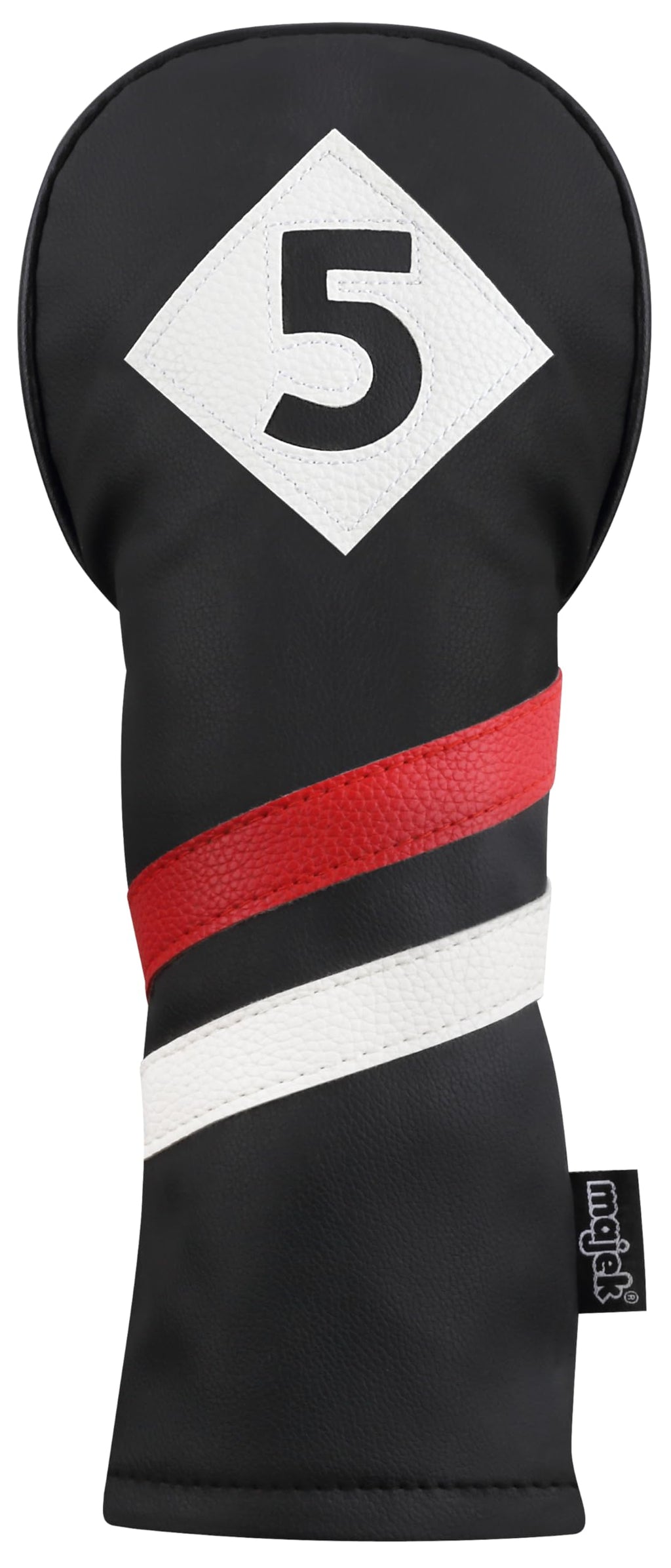 Majek Retro Golf Headcovers Black Red And White Vintage Leather Style 1 3 5 Driver And Fairway Head Covers Fits 460Cc Drivers Cl