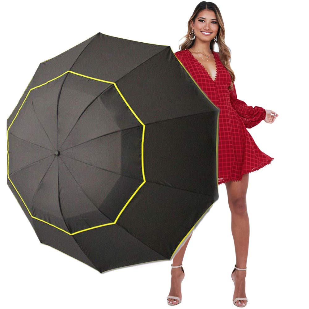 Kalolary 62 Inch Extra Oversize Large Compact Golf Umbrella,Double Canopy Vented Windproof Waterproof Stick Umbrellas For Women 