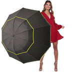 Kalolary 62 Inch Extra Oversize Large Compact Golf Umbrella,Double Canopy Vented Windproof Waterproof Stick Umbrellas For Women 