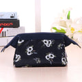 Cosmetic Toiletry Makeup Pouch With Portable Travel Multipurpose WaterResistant Zipper Makeup Brush Bags  Black Flower Aspbf1