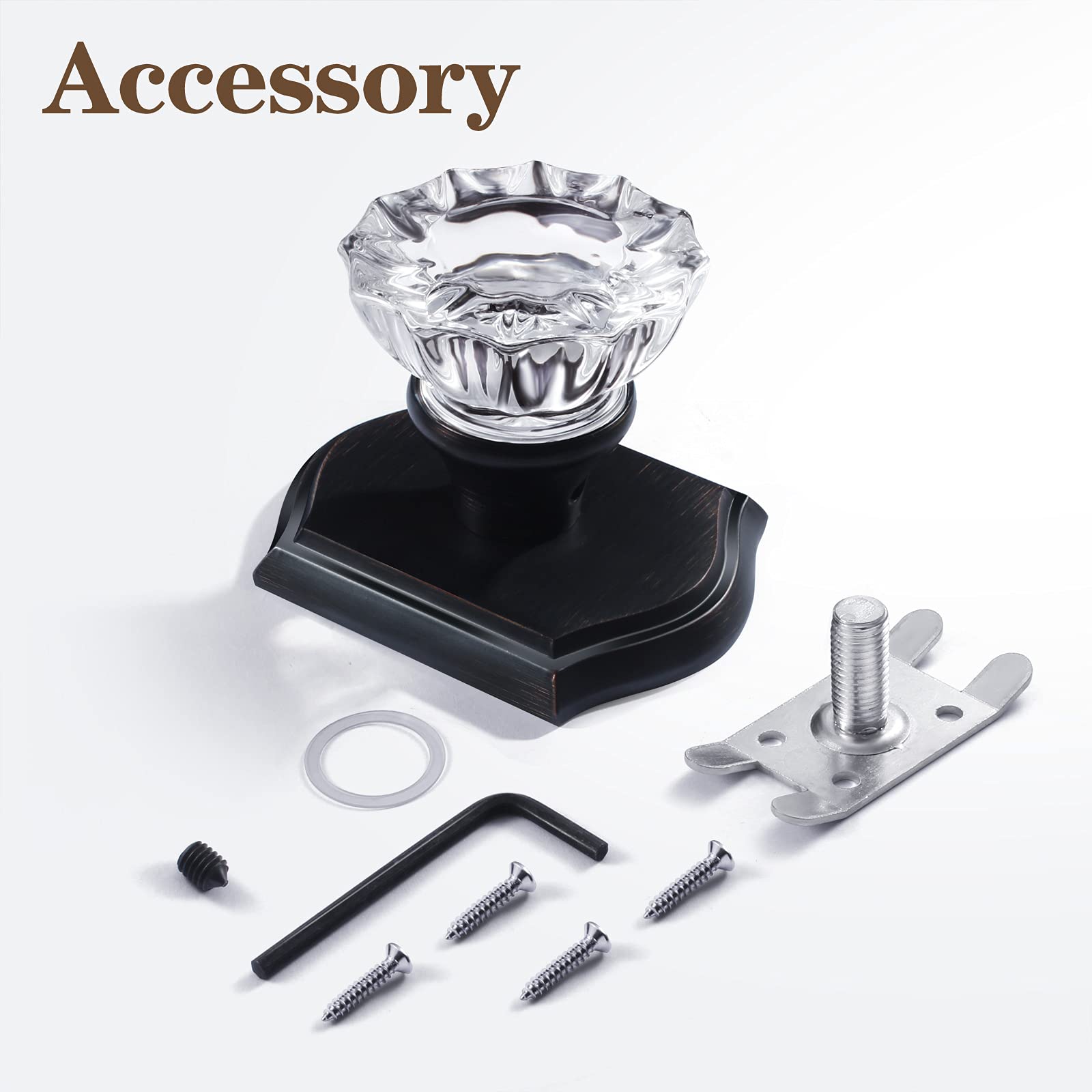 Clctk 4 Pack Glass Dummy Door Knobs, Inactive Crystal Half-Dummy Door Knobs For Closetbifold, Oil Rubbed Bronze