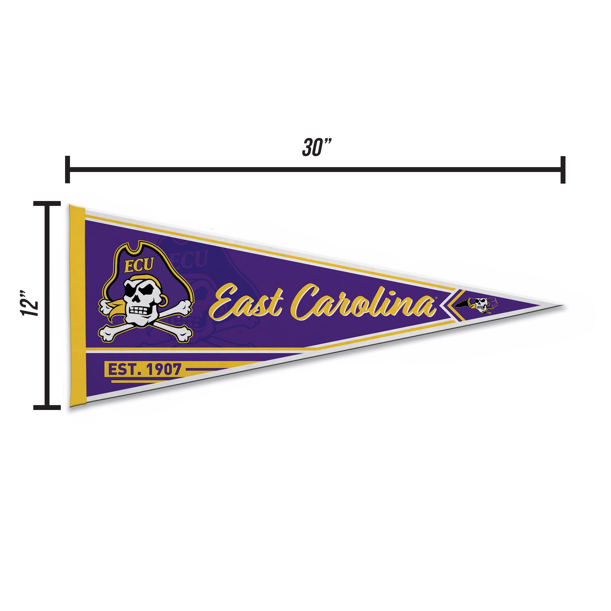 Rico Industries Ncaa East Carolina Pirates Classic 12'' X 30'' Felt Wall D  Cor Pennant - Great For Home/Bed Room/Man Cave D  Co